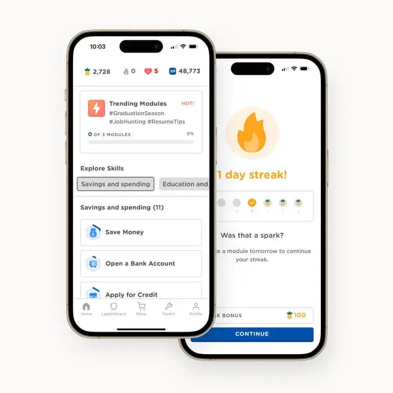 Zogo’s mobile app, customized for your institution. Filled with thousands of educational lessons, financial news, and daily trivia parties.