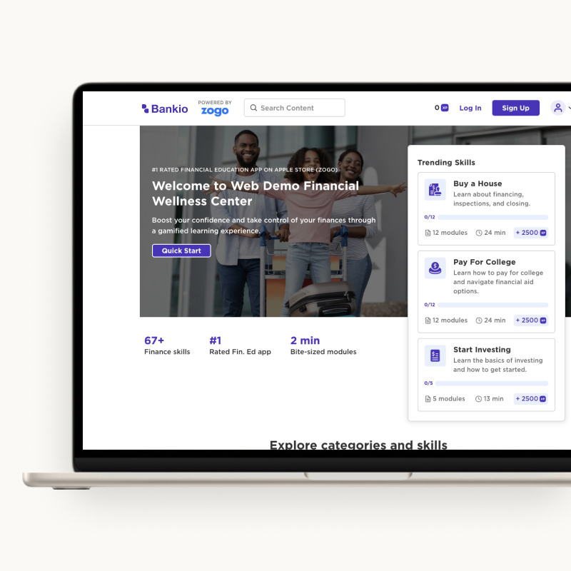 Meet Zogo Web- financial wellness available on your browser. 